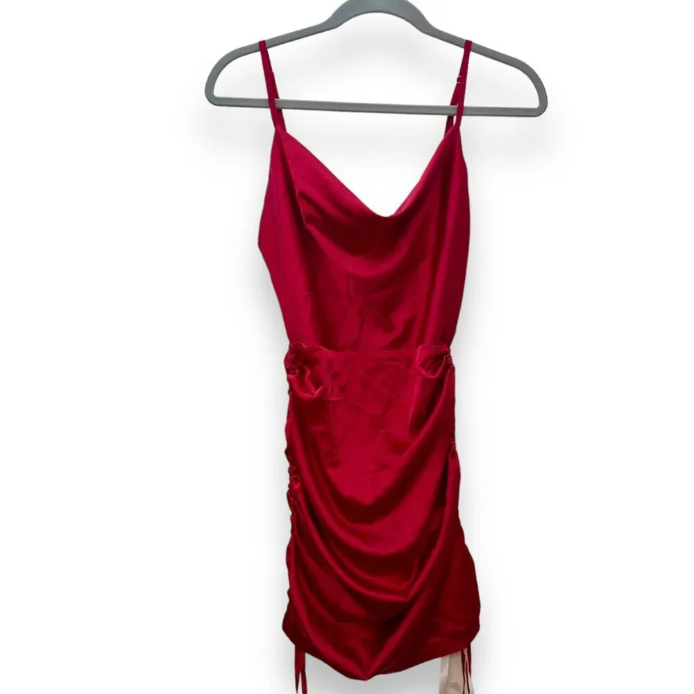 Missguided satin cowl ruched side mini dress - Picture 2 of 7